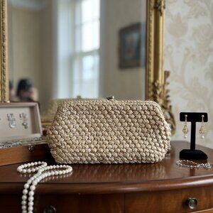 Vintage 1950s Hand-Crocheted Raffia Clutch – Codette Japan – Summer Resort Straw